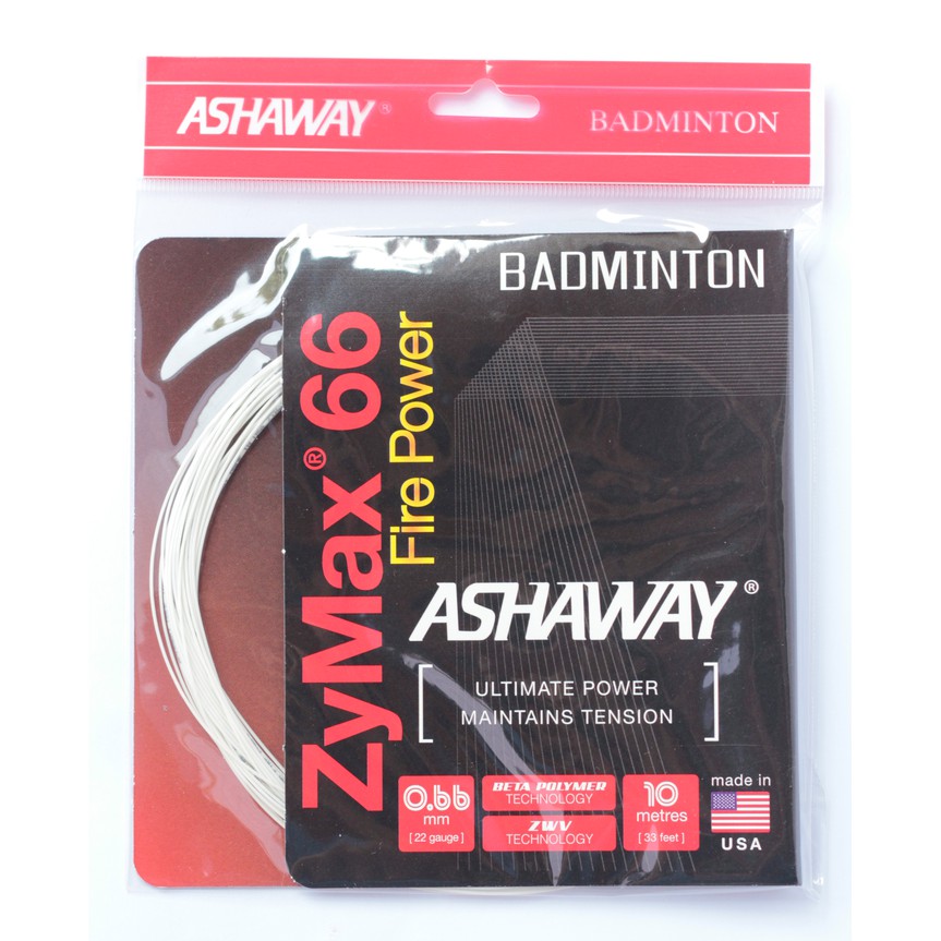 Ashaway ZyMax 66 Fire Power- Senar Raket / Badminton String - USA
