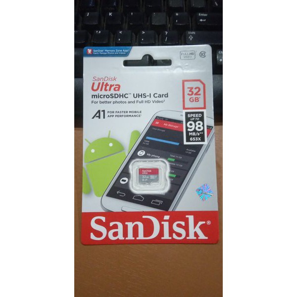 MICROSD SANDISK A1 - 32GB CL10 UHS - Speed 100Mbps/MEMORY HP/MEMORYCARD