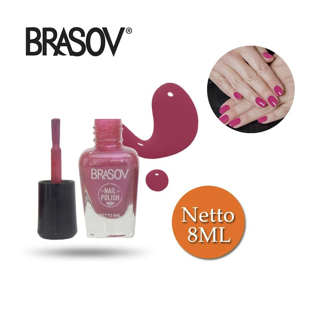 Kutek Brasov Pink Halal Murah 8ml No 109 | Cat Kuku Nail Polish 8ml BPOM