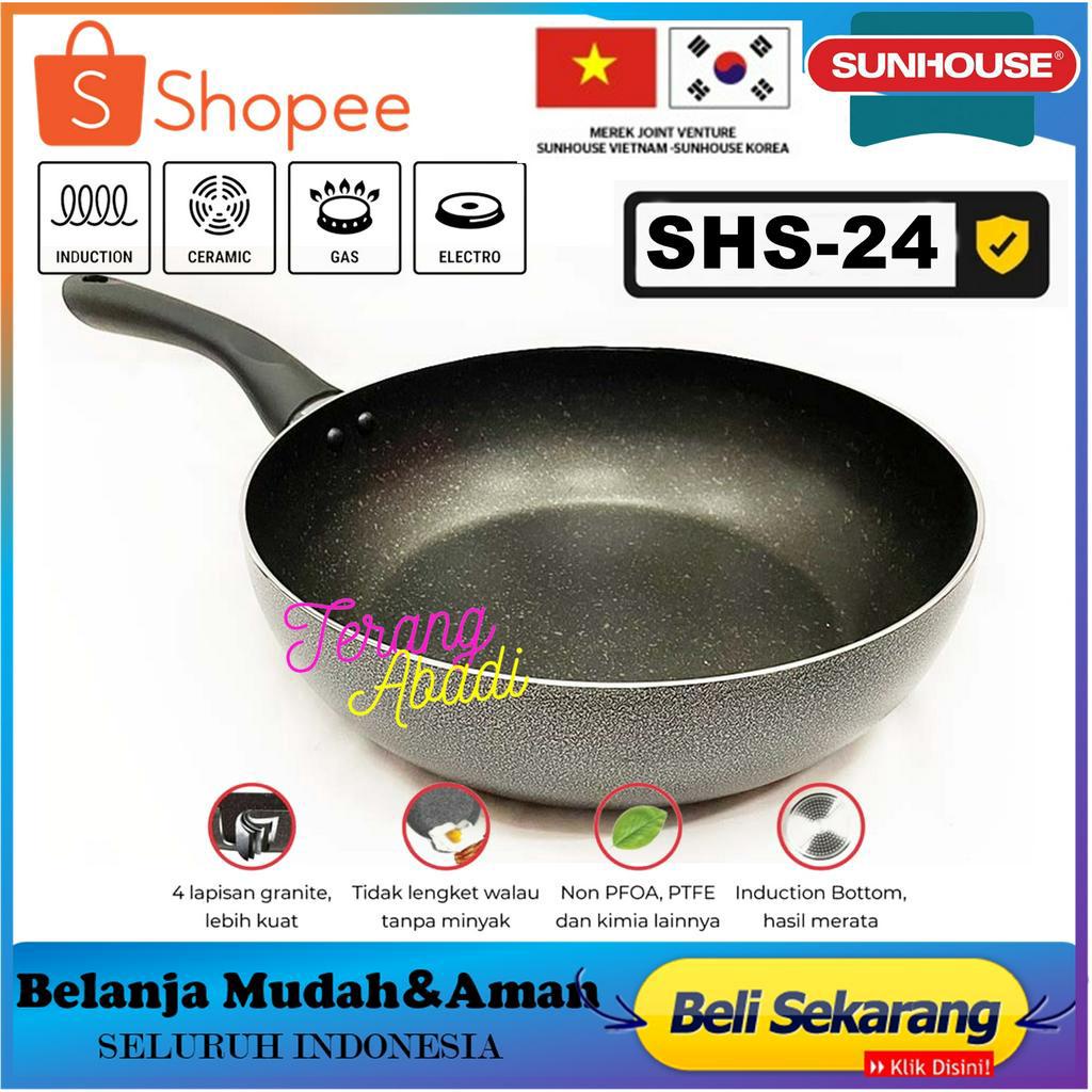Wok Pan SUNHOUSE SHS-24 - SUNHOUSE SEDIA wajan anti lengketwajan penggorenganKuali Enamelteflon pang