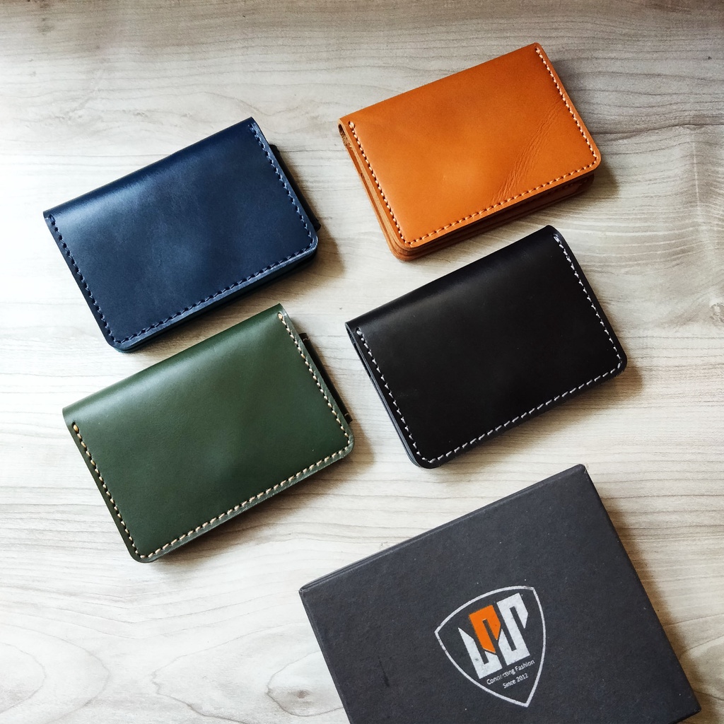 Dompet Kartu Pria Kulit Asli Card Wallet 3 Lipat Warna Warni