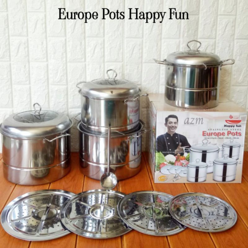 Stock Pot Steamer Tutup Kaca Happy Fun (Europe Pots)