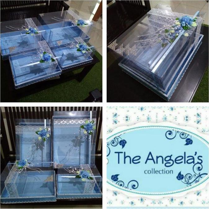 

[COD] Kotak / Box Hantaran seserahan warna Baby blue mika renda bunga rose [COD]