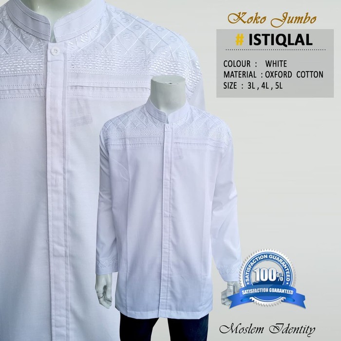 Baju Koko Putih - Baju Koko Bordir- Koko Lengan Panjang Jumbo Istiqlal