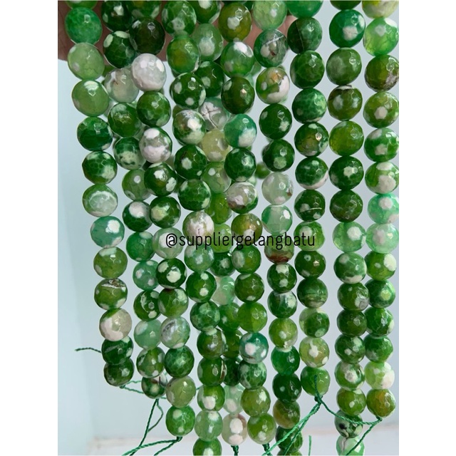 bahan batu 10mm SODALITE hijau serat CUTTING aksesoris FACET manik