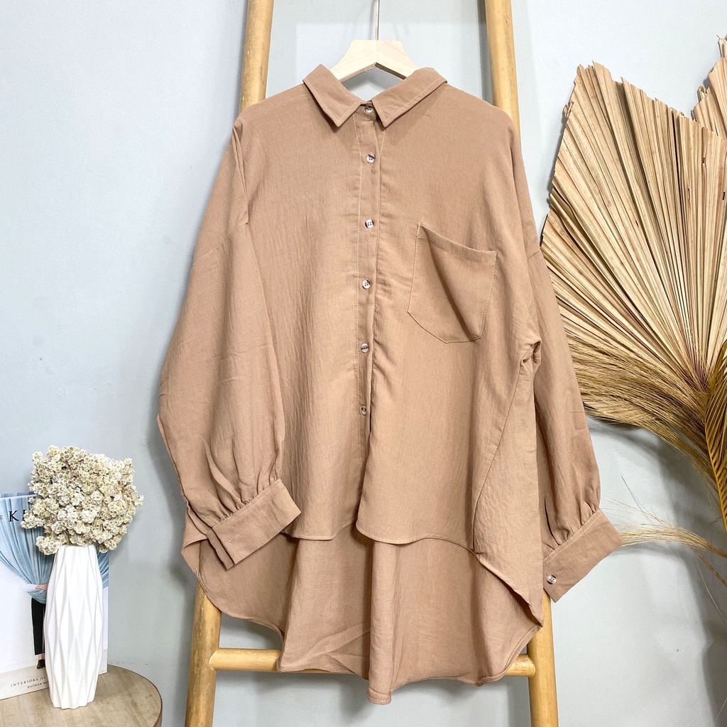 KEMEJA BLOUSE OVERSIZE FRIGA VOXY CRINKLE DAILY OFFICE SHIRT PREMIUM B600