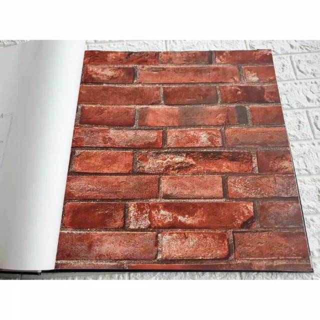 Baru - Murah Wallpaper Dinding Vinyl - Premium Motif Batu Bata Merah Natural Alami Elegan Rona