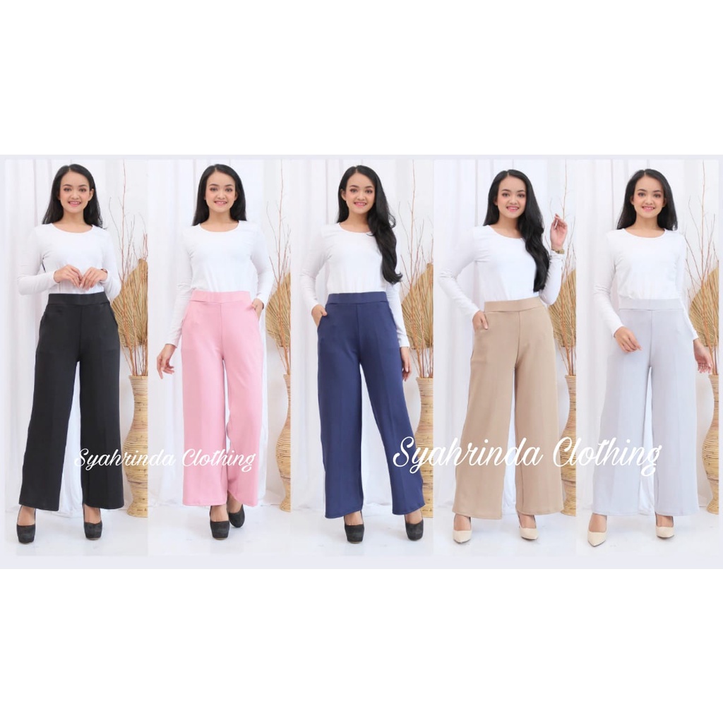 Celana Kulot Panjang Scuba Wanita Basic Cullote Pants Premium Melar Strech Bawahan Polos Celana