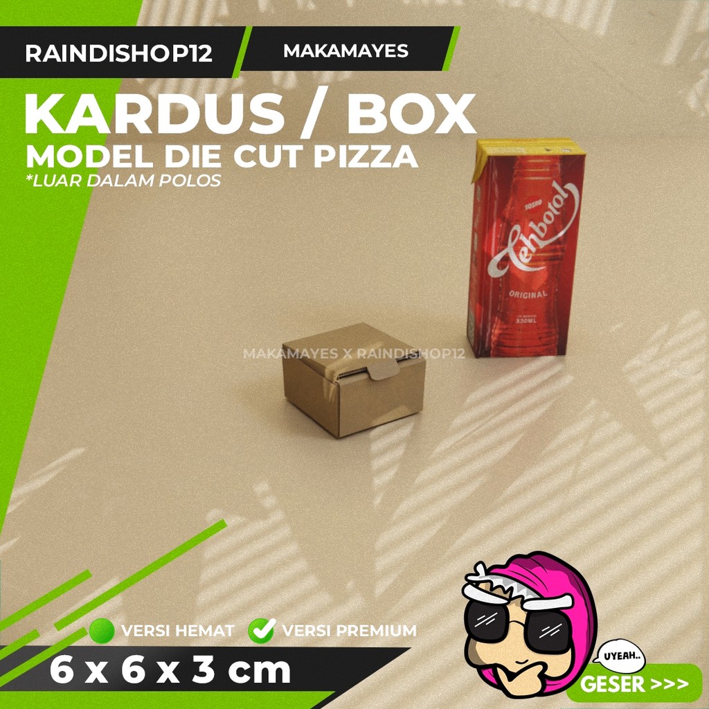 

(MIN 10 PCS) BOX 6 X 6 X 3 CM KARDUS DIE CUT PIZZA KEMASAN PACKAGING KADO