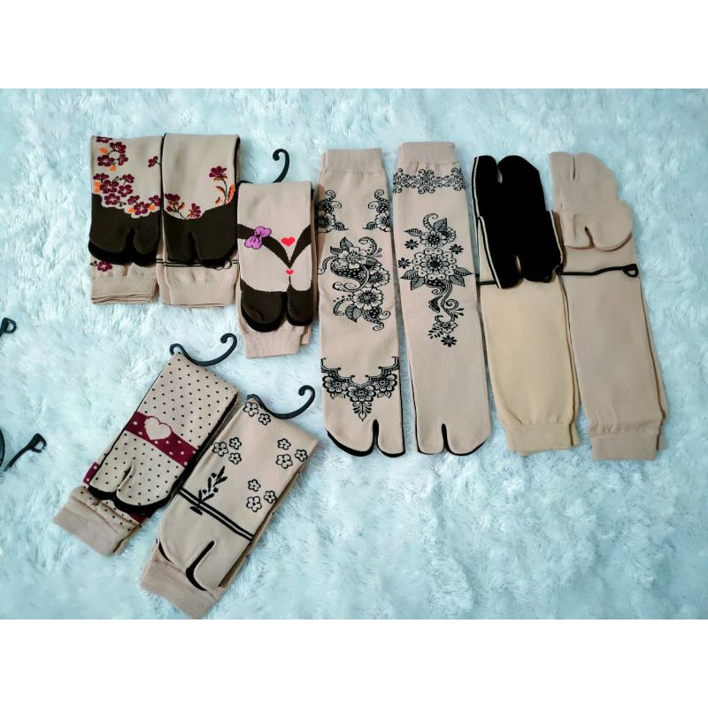 Kaos Kaki Motif Hena Jempol Muslimah Nylon Spandek Bahan tebal Adem Tidak berbulu anti bau acem