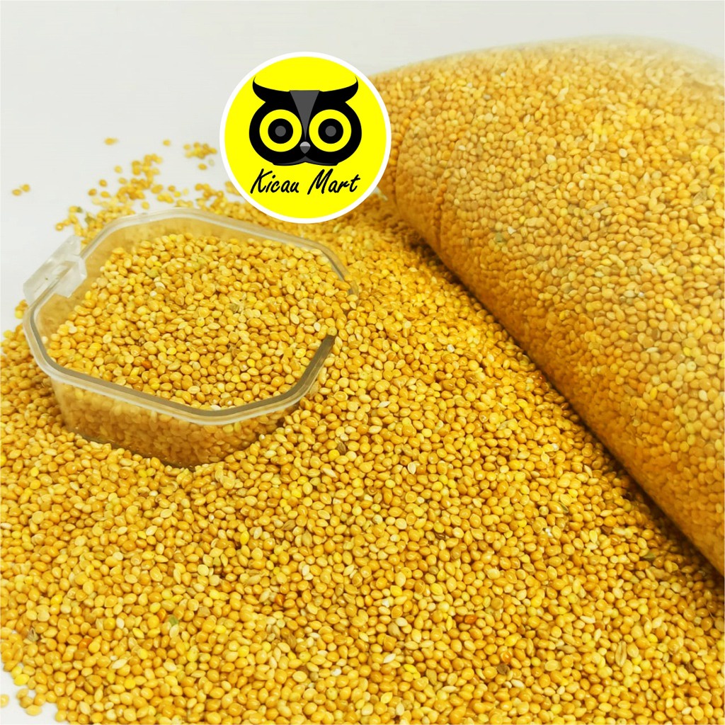 PAKAN MILET KUNING IMPORT GRADE A SEMPATI 1 KG YELLOW SEED SHORTIRAN BIJI MILET MILLET PAKAN BURUNG LOVEBIRD KENARI PARKIT PERKUTUT