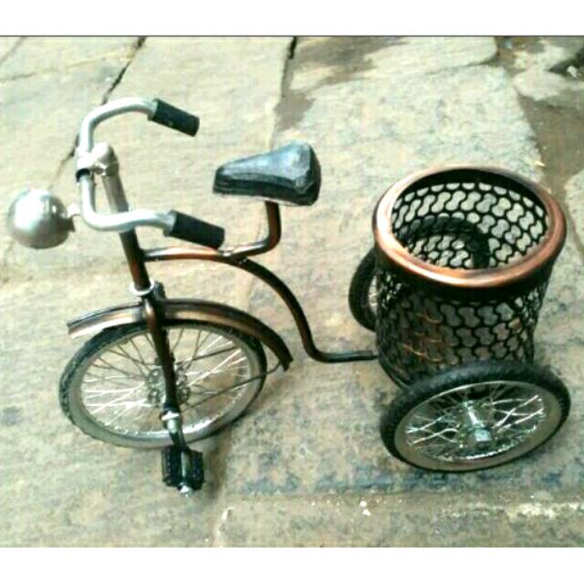 Miniatur Sepeda Keranjang - Pajangan & Hiasan Rumah