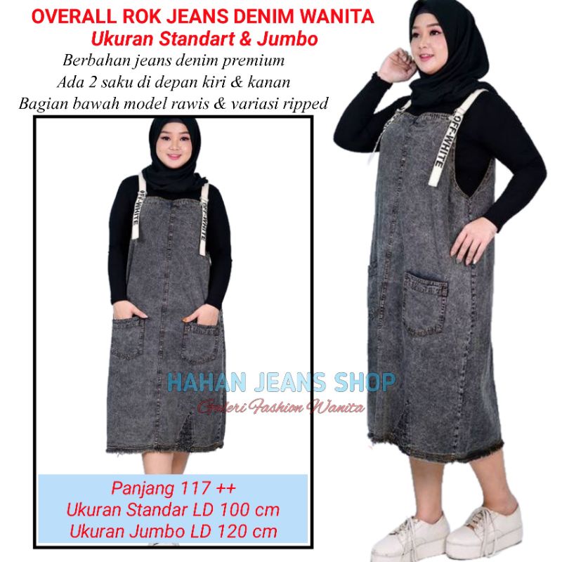 Overall Rok Baju Kodok Wanita Jeans Denim Tebal Setelan Baju Monyet Sandatan Tanggung 7/9 Cewek Rema