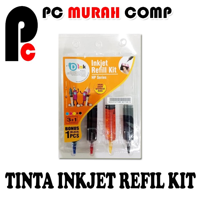 TINTA SUNTIK 4 WARNA PRINTER HP isi ulang INKJET REFILL KIT D ink