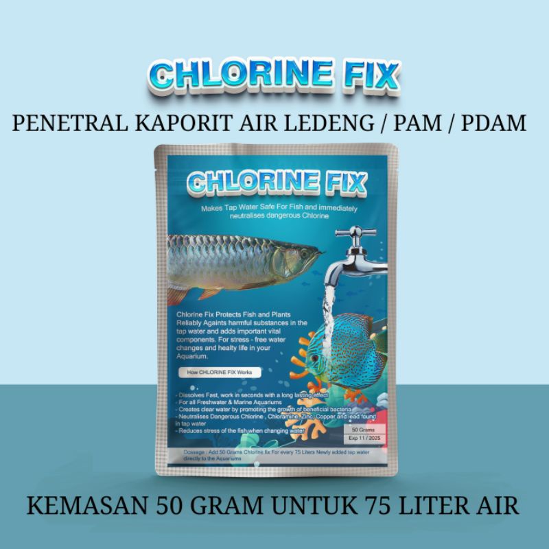 CHLORINE FIX Anti kaporit/klorin air PDAM ikan hias untuk 75 liter air