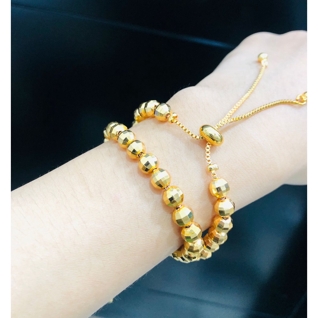 Gelang Serut Bola Bola emas - Gelang Tangan Lapis Emas