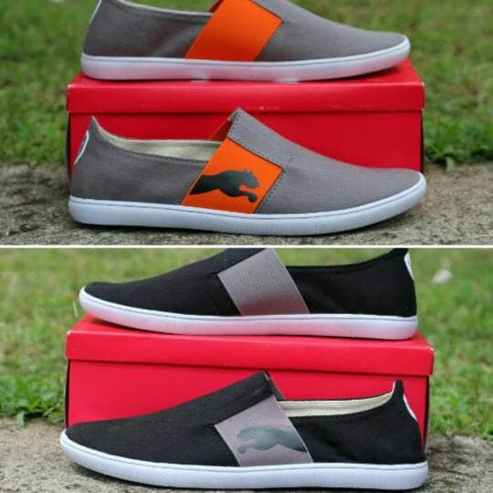 Sepatu casual Slip On puma black PALING MURAH