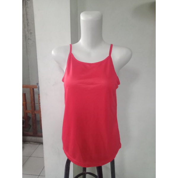 Tanpa Label Blouse Baju Tank Top Wanita Triset Ori Orange Size S