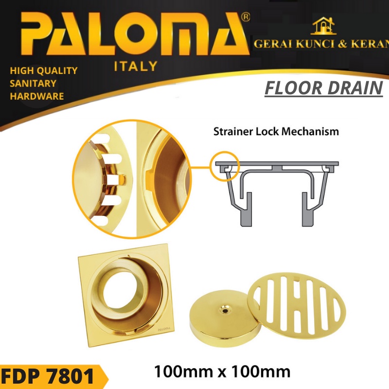 PALOMA FDP 7801 Floor Drain Strainer Saringan Got Anti Bau SATIN GOLD EMAS