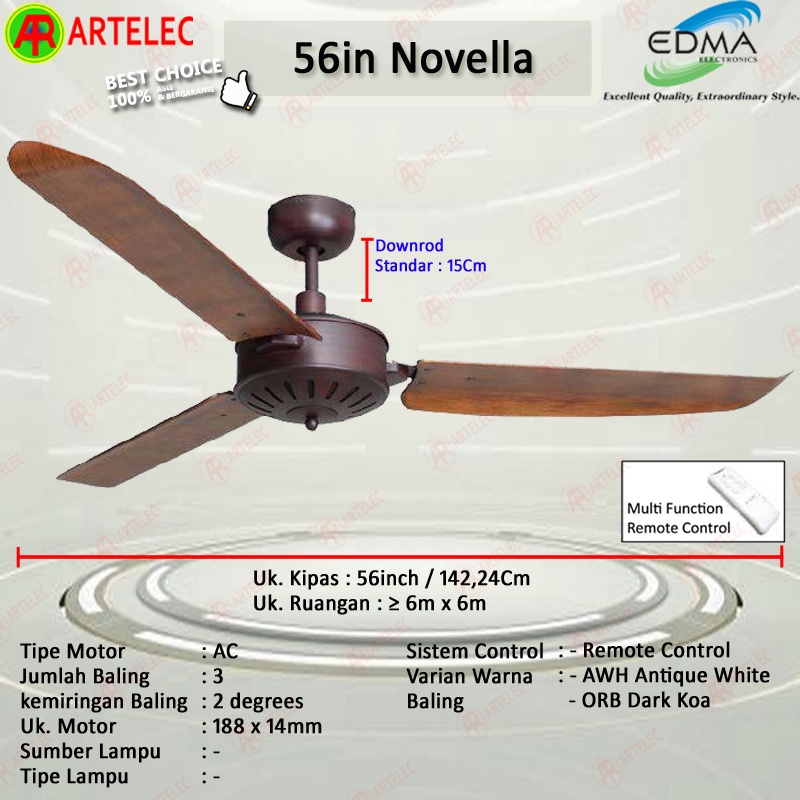 Kipas Angin Gantung MT EDMA 56in NOVELLA Kipas Angin Dekorasi Kipas Angin Plafon mt edma