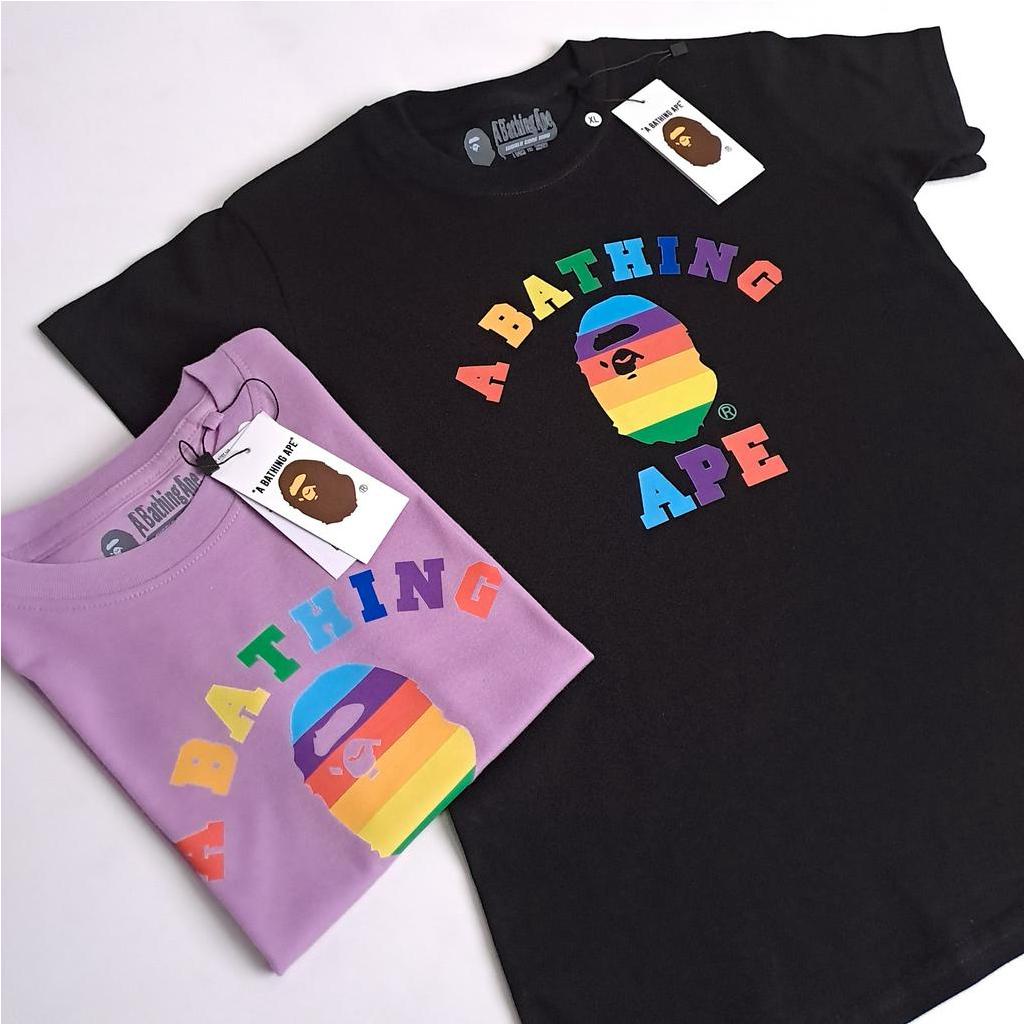 SUMMER KIDS Kaos Anak Laki Laki Perempuan 1-12 Tahun Baju Atasan Premium BAPE MONYET RAINBOW