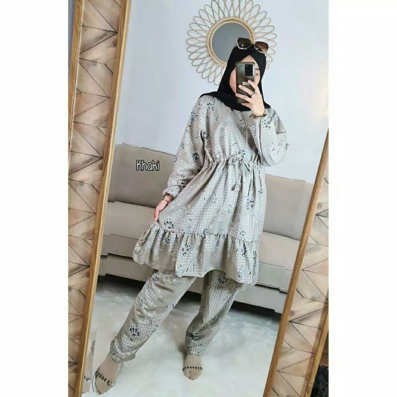 One Set Monalisa Jumbo / Setelan Monalisa Jumbo / Setelan Busui Monalisa / Set Tunik Monalisa