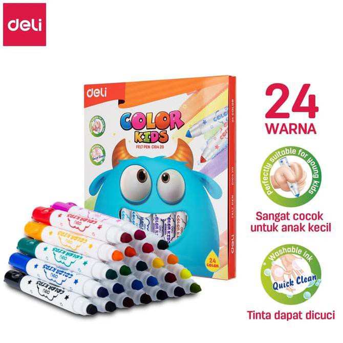 

TERMURAH Deli EC10420 Spidol Warna Washable 1.0-5.0mm 24C