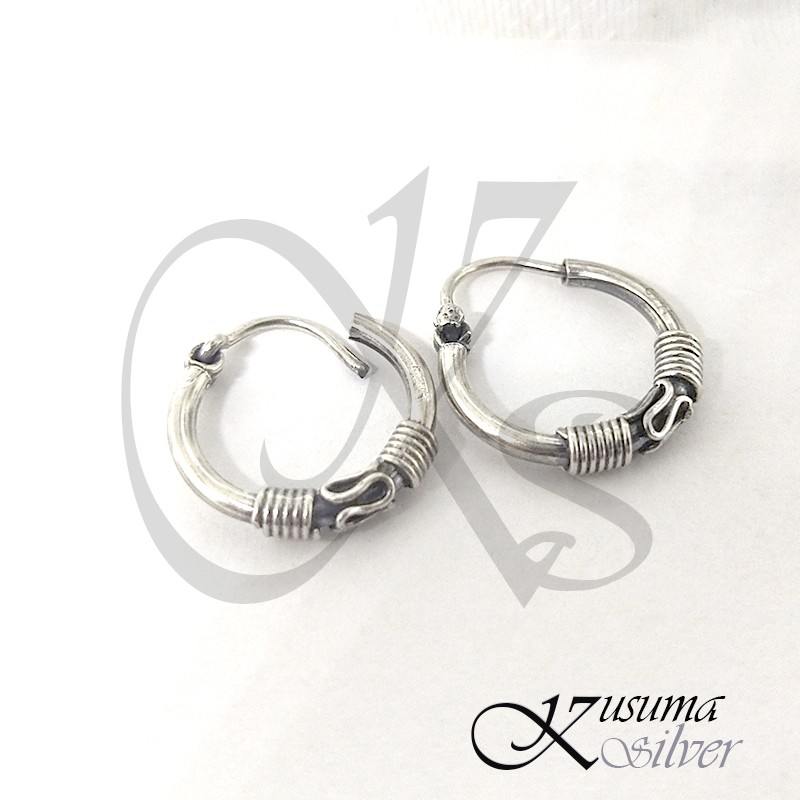Anting Earrings Perak Silver Bali Hoop Polos Kecil Budhis Lilit N Bulat Bayi Balita Pria Wanita Asli