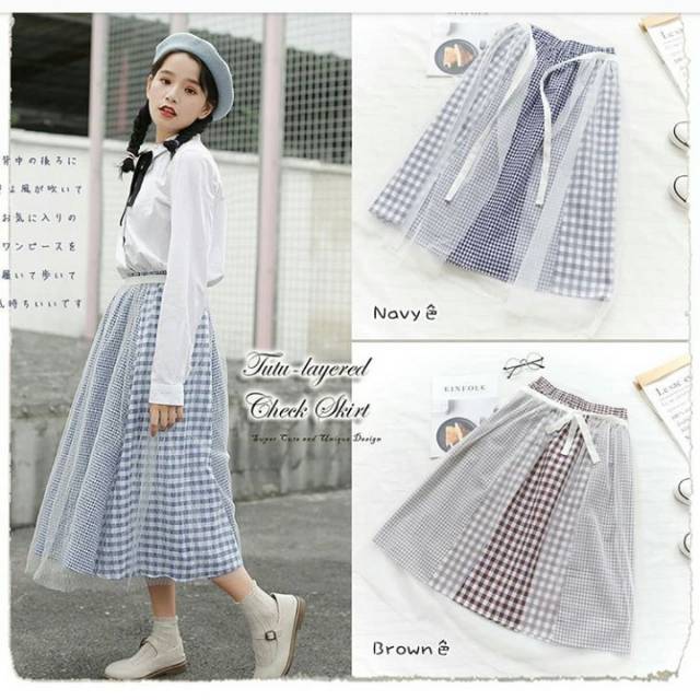 Rok Jepang/Anime Import - Tutu Layered Check Skirt