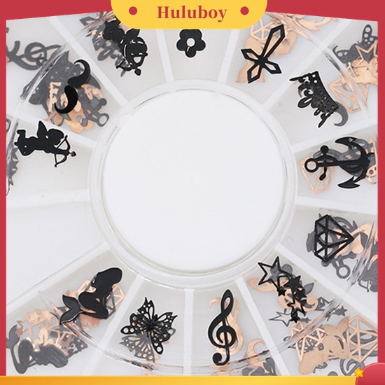 Huluboy Huluboy♡ Roda Isi Stiker Decal 3D Bahan Metal Warna Hitam / Perunggu Untuk Dekorasi Nail Art