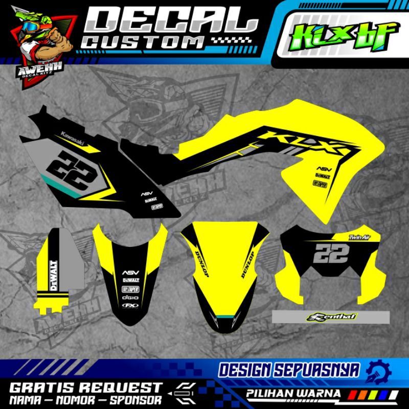 DECAL KLX BF KLX G KLX 150 KUNING STABILO