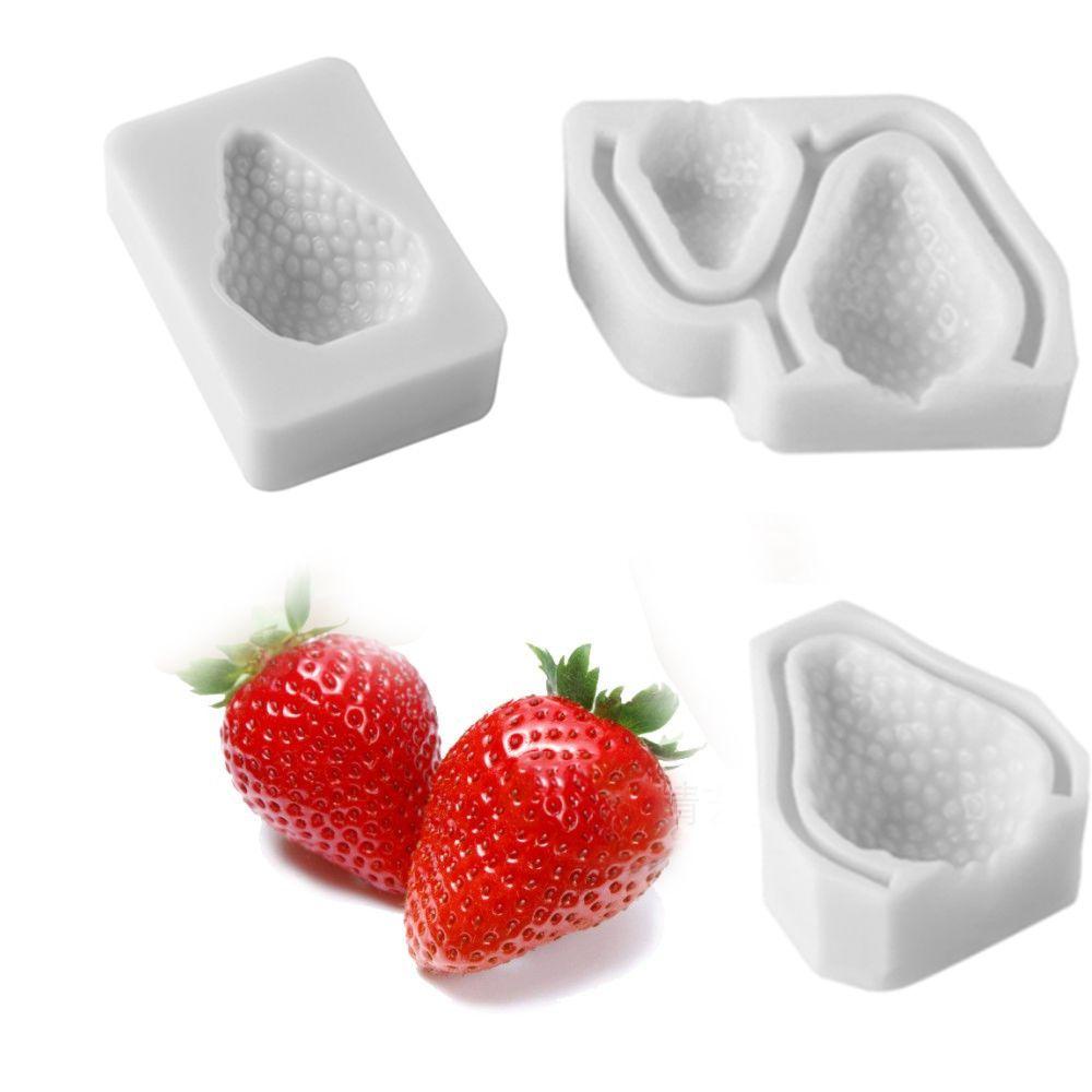 【 ELEGANT 】 3d Strawberry Silicone Pastry Baking Fondant Cetakan Buah Coklat Gula Alat Dekorasi Kue