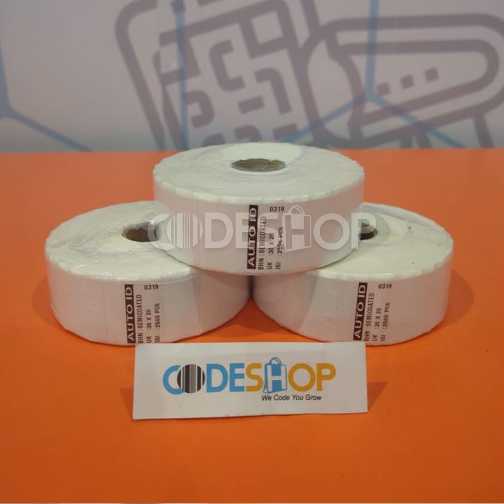 Kertas Label Barcode 30 x 20 Semicoated @2500 Pcs