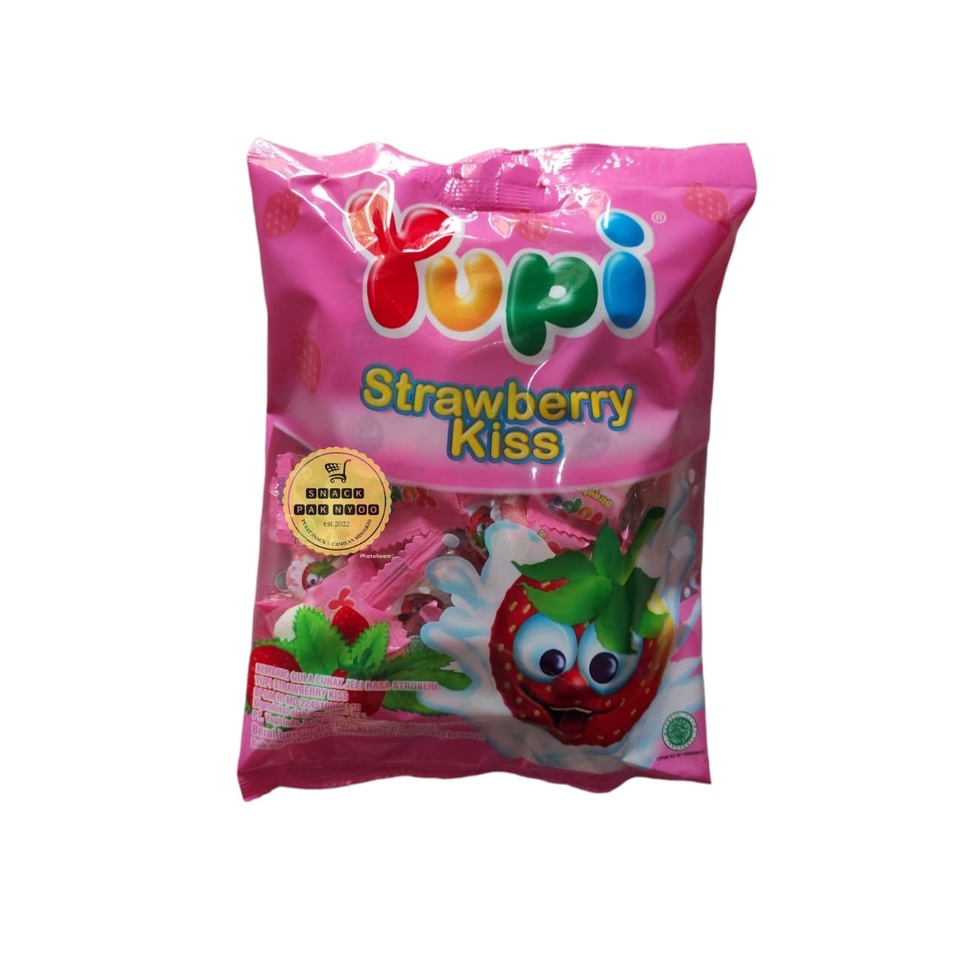 

PERMEN YUPI STRAWBERRY KISS 120grm /YUPI I LOVE YOU/Permen Yupi Strawberry Kiss/Fruitty Puff 1 Bungkus 120gr