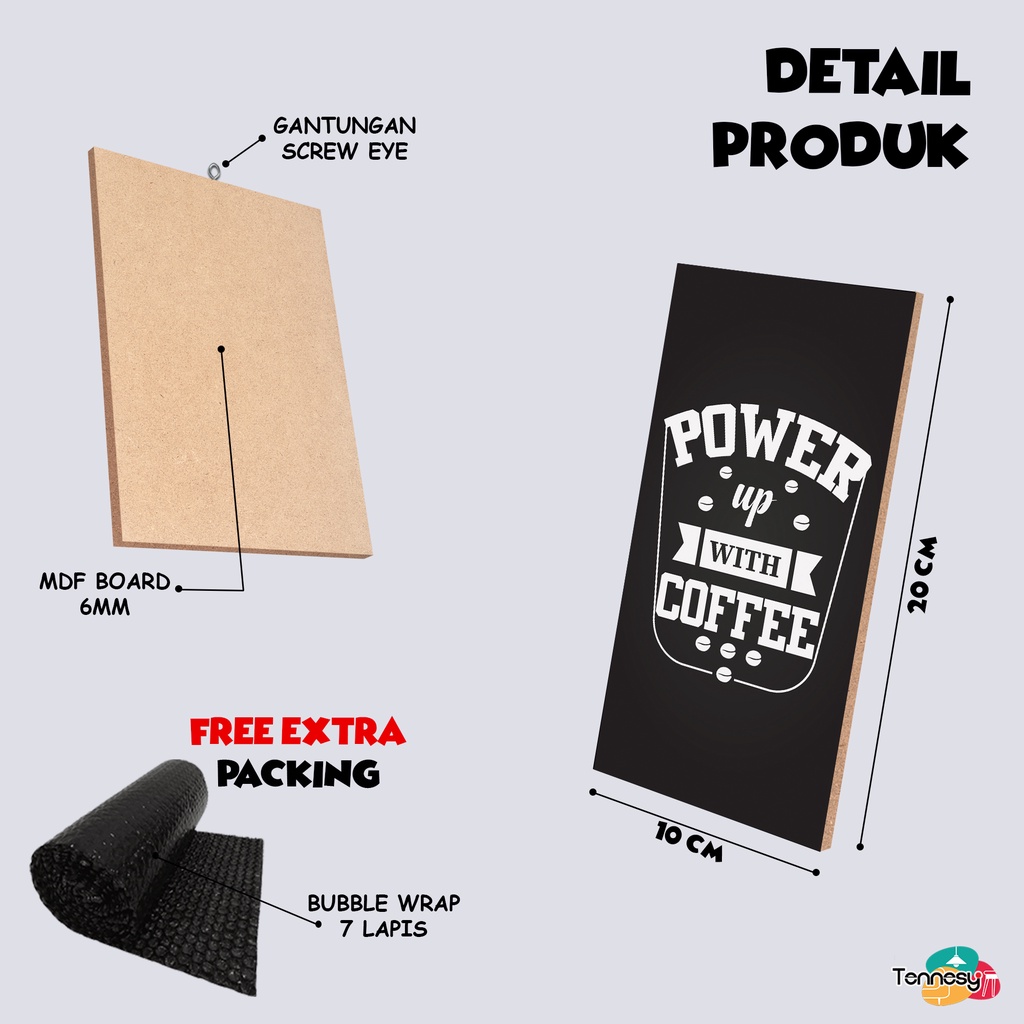 TENNESY HIASAN DINDING COFFEE QUOTE KOPI KAFE 10x20CM WALL DECOR PAJANGAN KAYU POSTER DEKORASI DINDING CAFE RUMAH KAMAR TIDUR