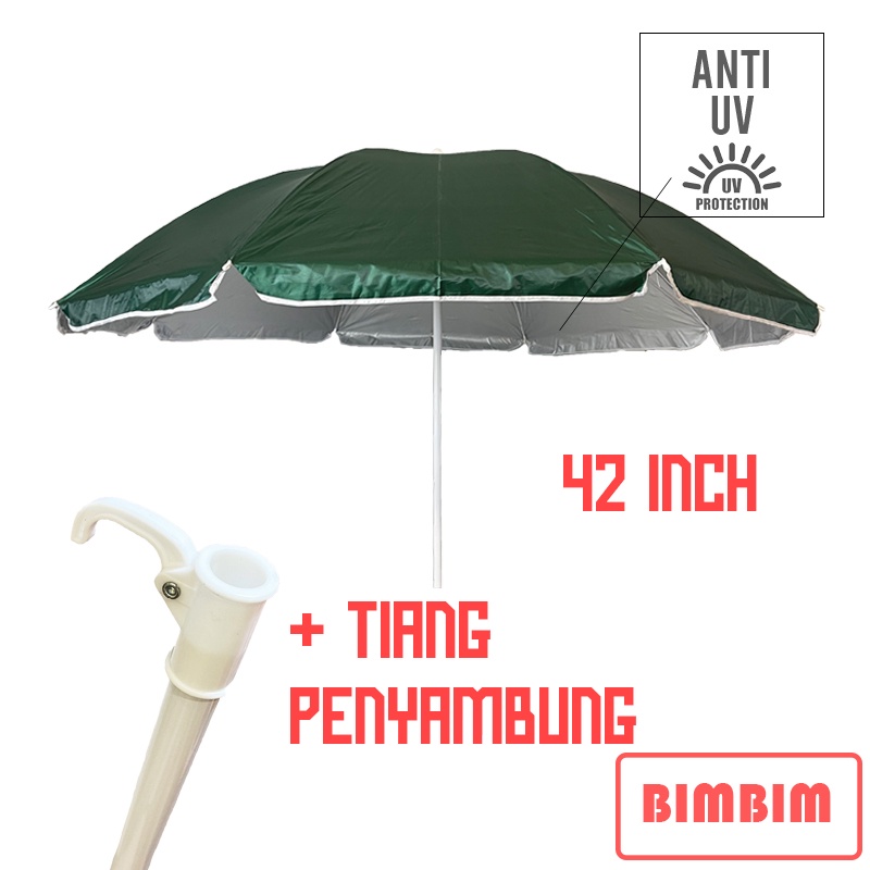 Payung Pantai 42 Inch WARNA Payung Tenda Cafe Bazaar 200 cm Anti UV Lapis Dalam Silver