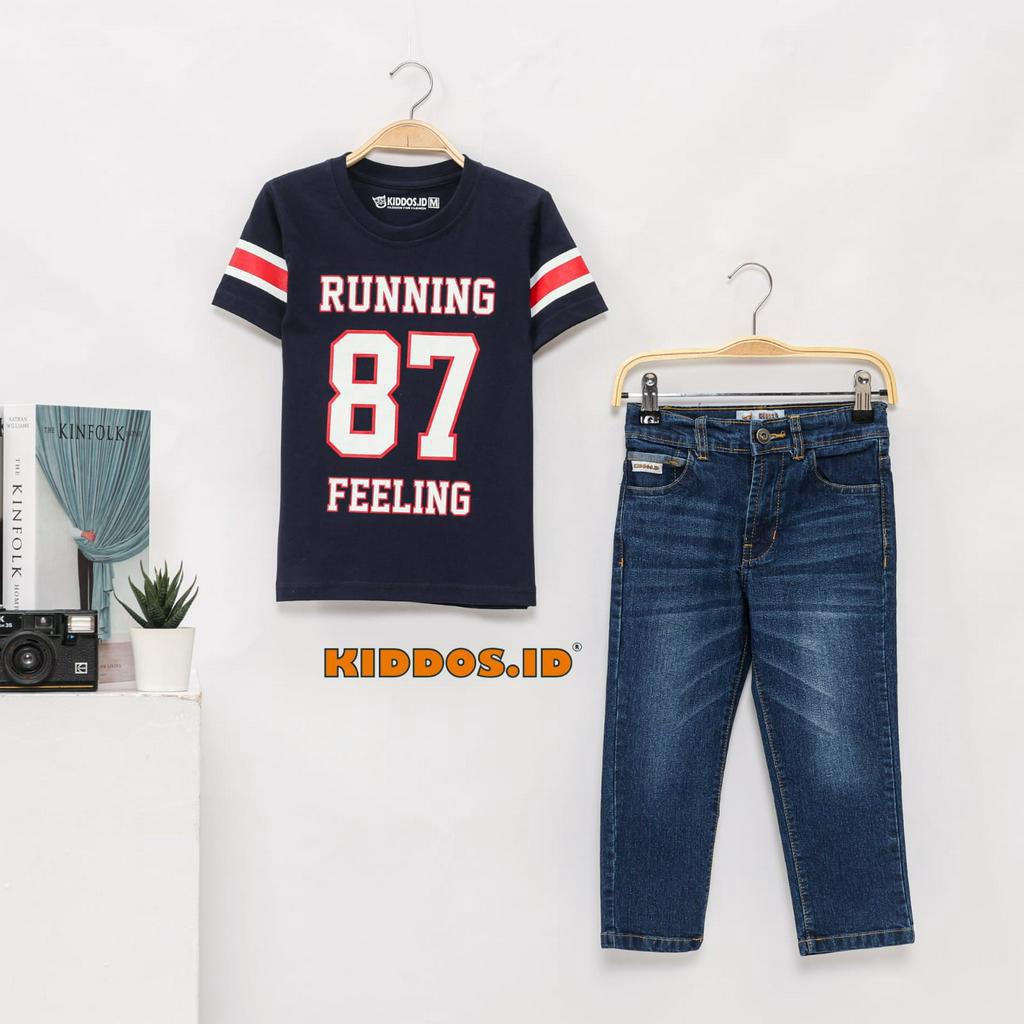 Setelan Kaos Anak Celana Panjang Denim Anak Laki Laki RUNNING FEELING 87 KIDDOS.ID