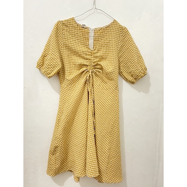 DRES MIDI PIKNIK TARTAN KOTAK KOTAK SERUT