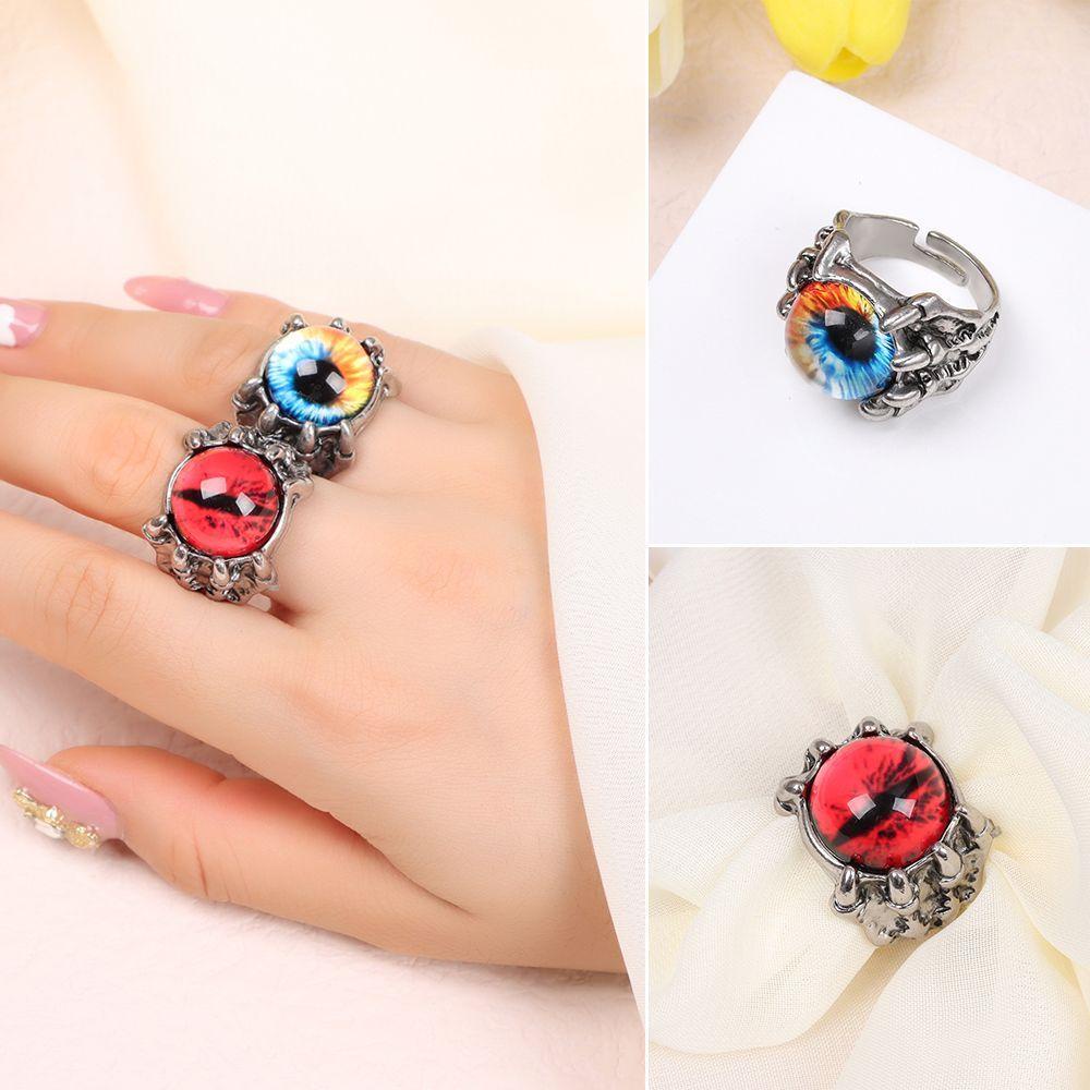 Cincin Desain Bunga Evil Eye Gaya Gothic Hip Hop Untuk Pesta