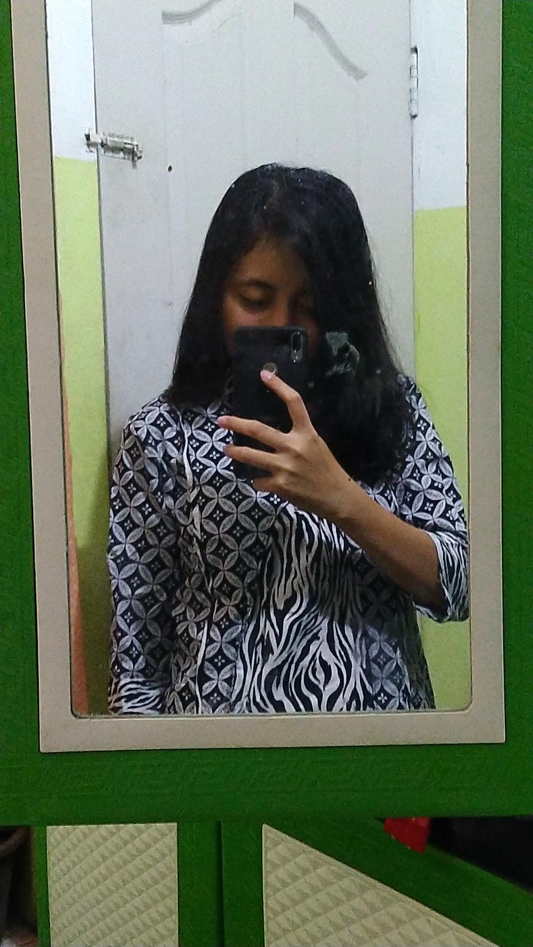 Blus Monokrom Kombi Shiella Batik Devina #6 Atasan Kerja Blouse Layer Davina Monochrome Belah