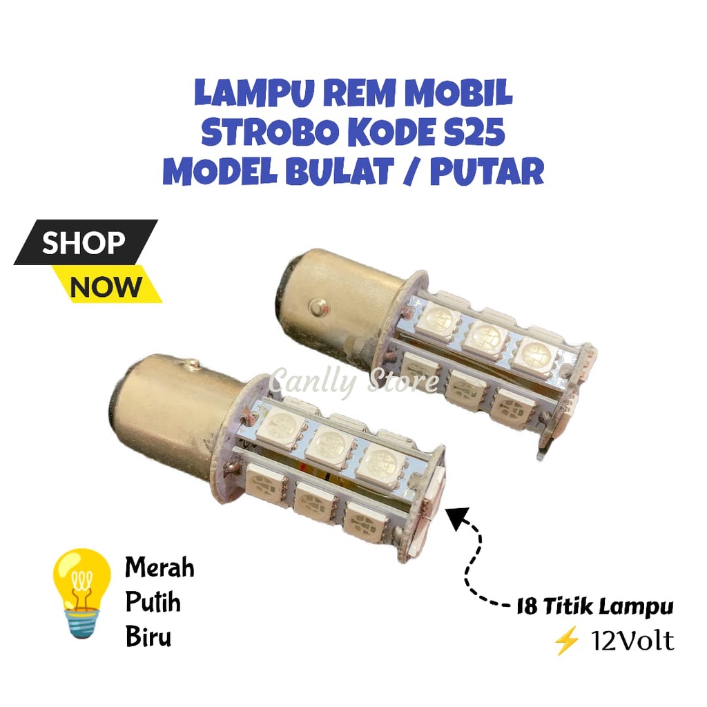 LAMPU LED STOP REM STROBO MOBIL 18 TITIK DUDUKAN TANCAP DAN PUTAR