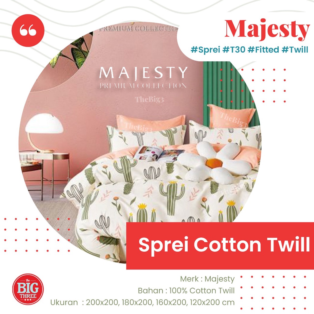 MAJESTY SPREI 180x200 / 160x200 Tinggi 30 motif Vismerine Magicave Eynory Big Leaf Viola Oxalis Comosa   SP 180 160 T30