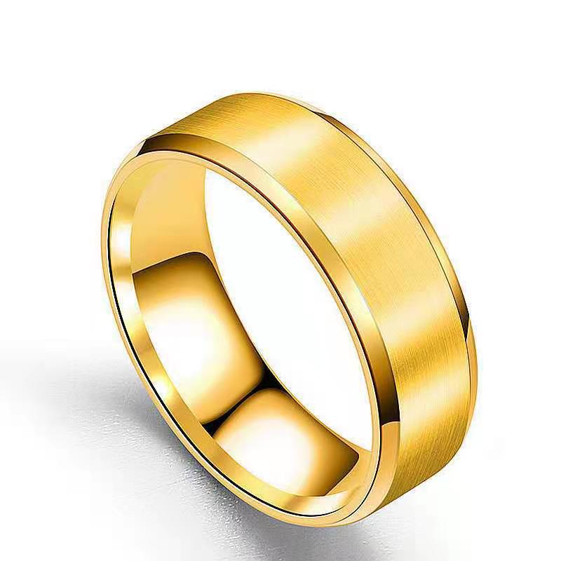 European and American popular stainless steel double beveled frosted smooth ring 210825