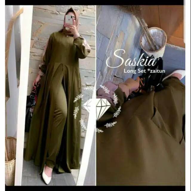 SET SASKIA 2IN1/SETELAN MURAH/SETELAN MUSIM/SETELAN LONG TUNIK MURAH/GROSIR TANAH ABANG/FREE ONGKIR
