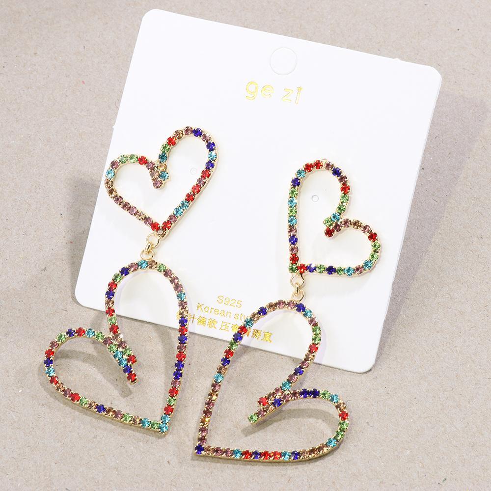 Lily Hoop Earrings Fashion Wanita Perhiasan Ear Studs Double Heart