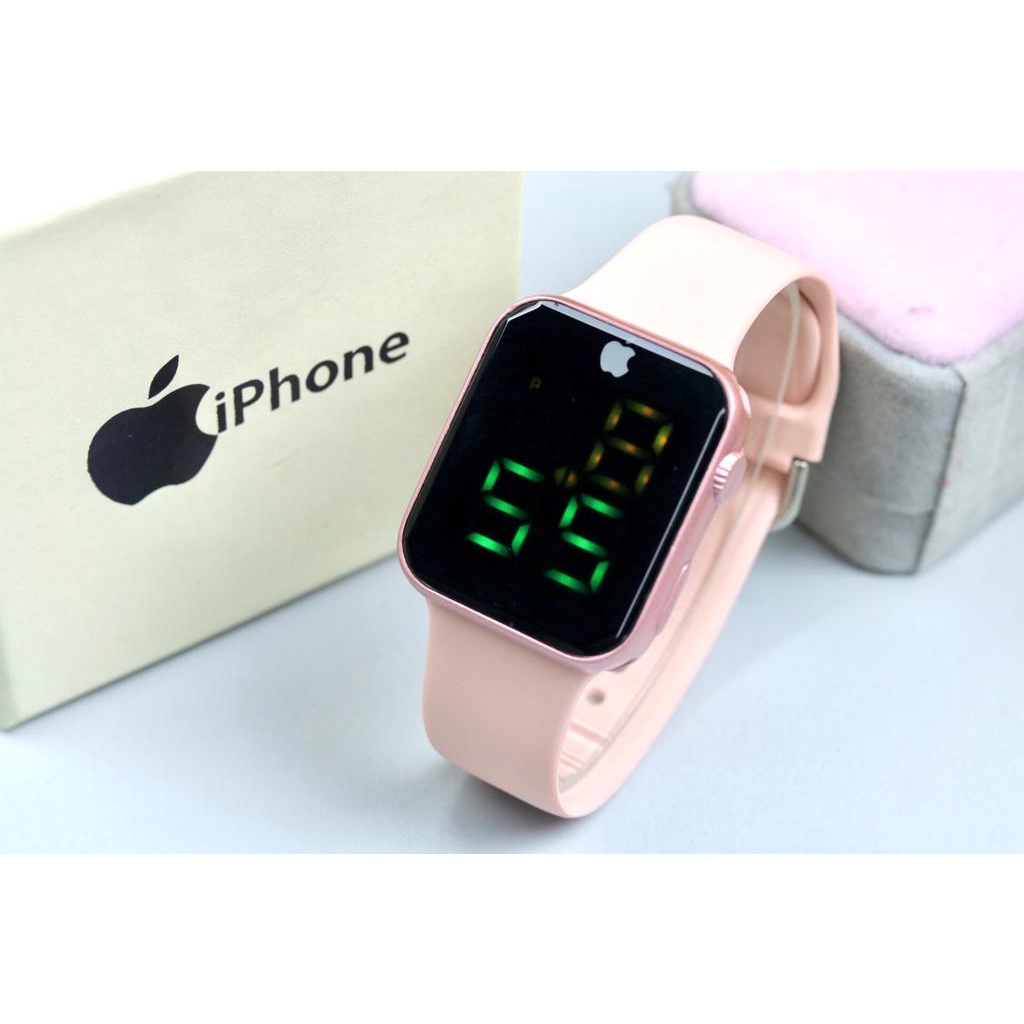 [COD] Jam Tangan Wanita Iphone 10030YU  Digital Led Touch Screen Free Box Original