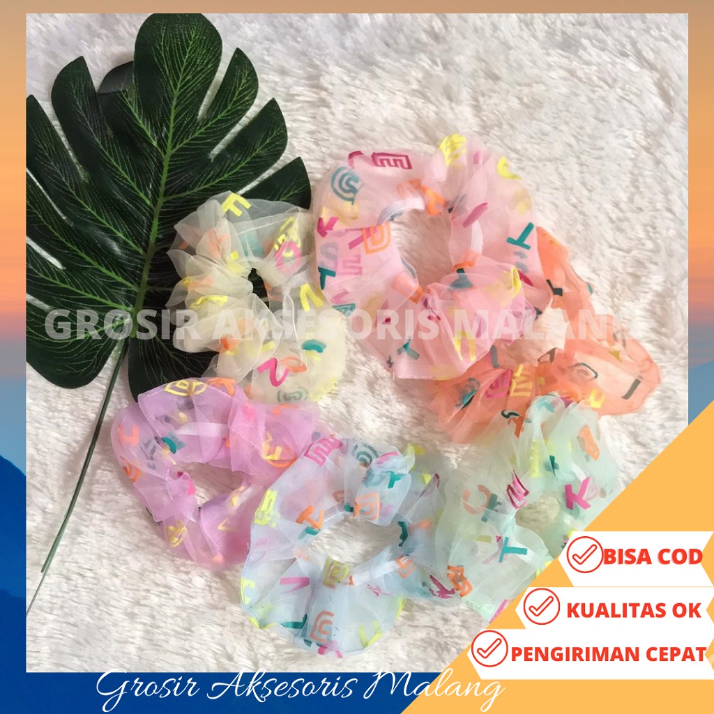 [ COD ] SCRUNCHIE TRANSPARAN BUNGA DAISY IMPORT / SCRUNCHIE BUNGA KOREA / IKAT RAMBUT KOREA
