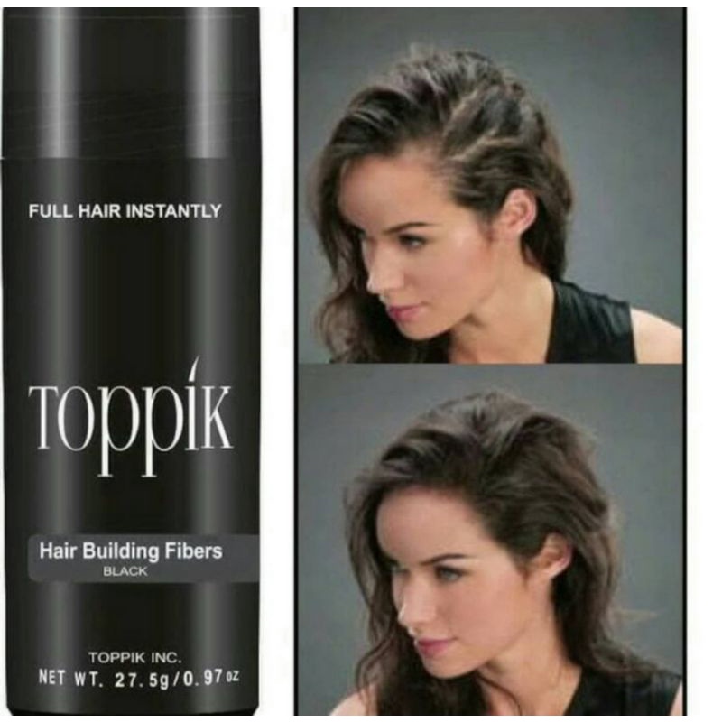 Hair Building Fibers toppik 27.5 gram original usa bubuk fiber untuk penumbuh rambut kebotakan (Penebal Rambut 100%) - Hitam