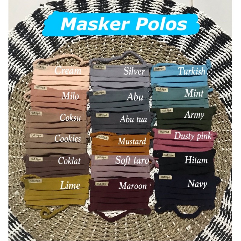 SALE...VHA | Masker POLOS 2Lapis Kriwil