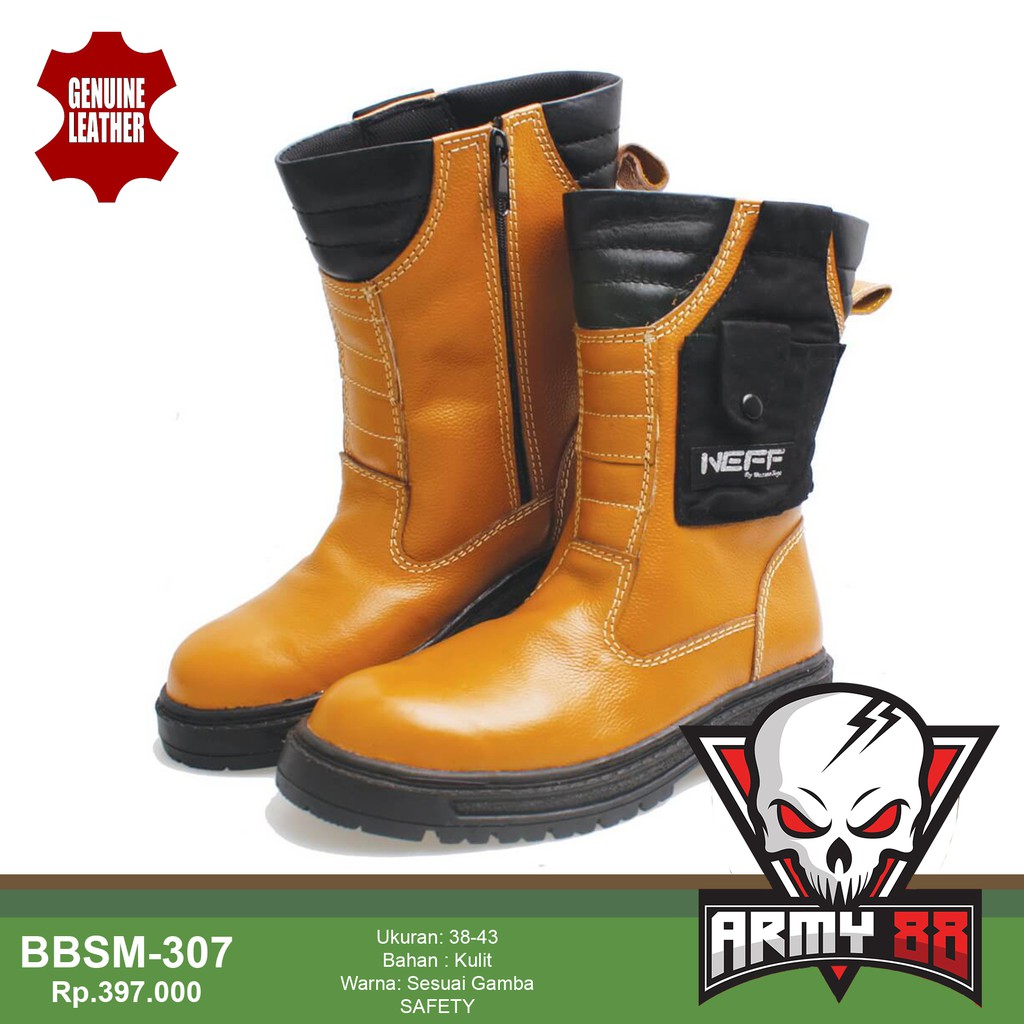 Sepatu boots pria tinggi bahan kulit